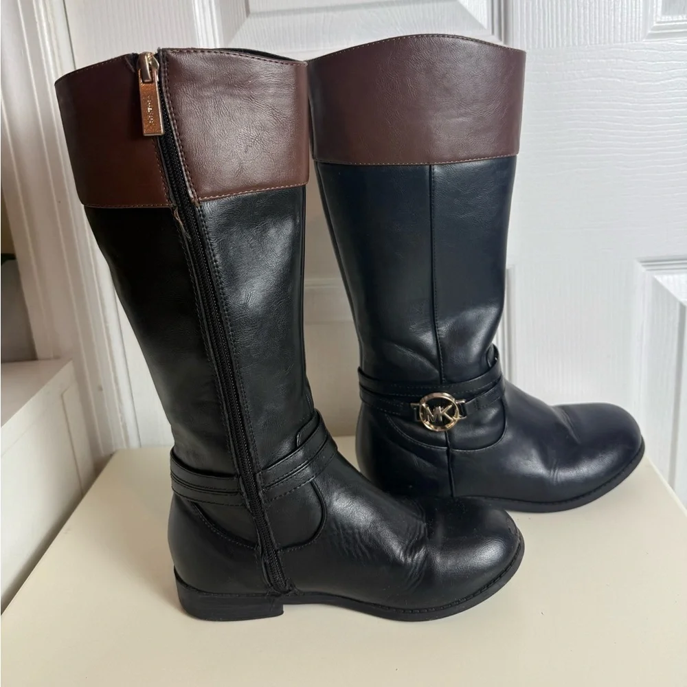 Michael Kors Girls Black & Brown Riding Boots Size 1